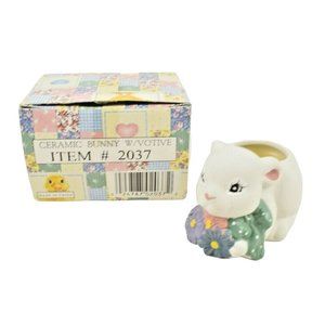 Vintage 3 inch Ceramic Mini Bunny Votive Candle in Box 2307